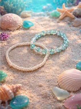 Ocean Glow Duo Bracelet Set 🌊✨ | Coastal Dream Beaded Stack